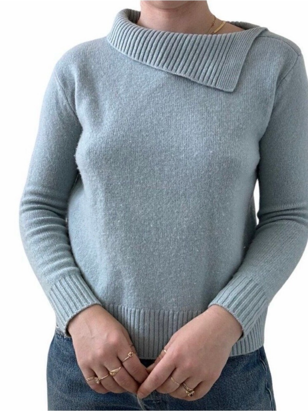 Club Monaco Womens Baby
Blue 100% Cashmere Cowl Neck
Sweater Sz XS